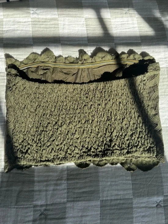 Free People Olive Green Lace Bandeau Top Small - Picture 3 of 3